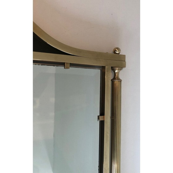 Image 1 of Vintage spiegel in messing en gelakt plaatstaal, Frankrijk 1940