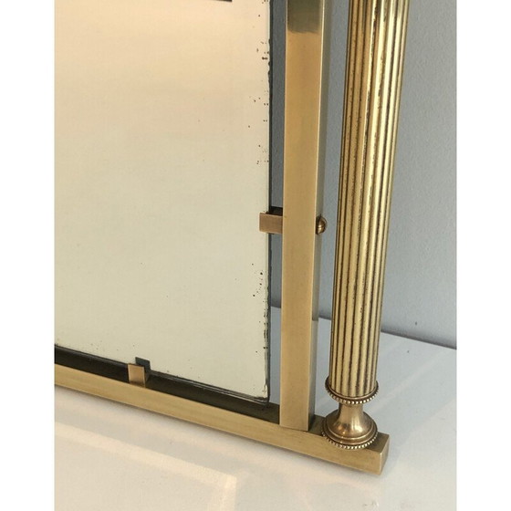 Image 1 of Vintage spiegel in messing en gelakt plaatstaal, Frankrijk 1940