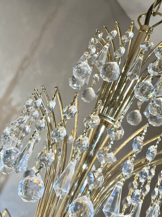 Image 1 of Gemerkte Swarovski Design Kroonluchter Hanglamp Kristal Goud 