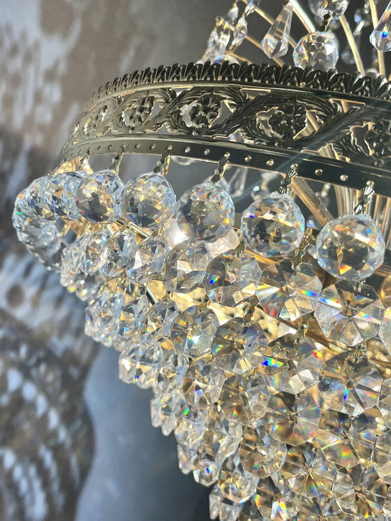 Image 1 of Gemerkte Swarovski Design Kroonluchter Hanglamp Kristal Goud 