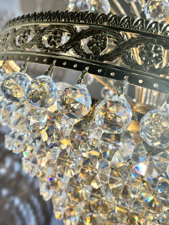 Image 1 of Gemerkte Swarovski Design Kroonluchter Hanglamp Kristal Goud 