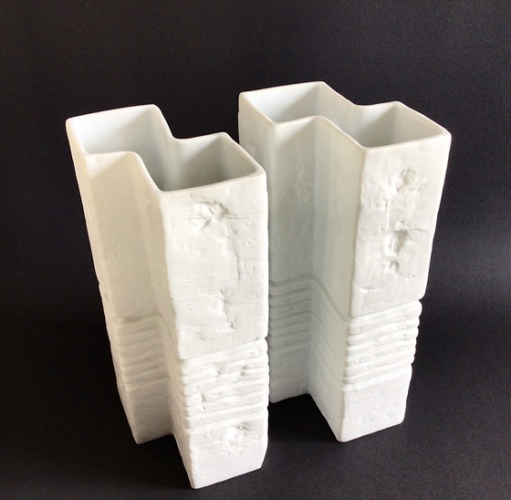 Image 1 of 2 Biscuit Brutalist Fossiel Gerold Jaren 70 Vazen