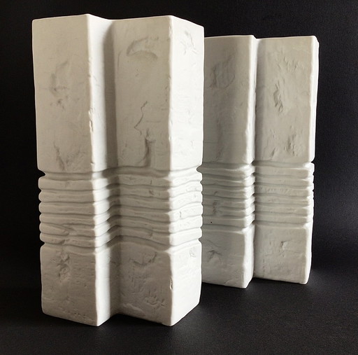 2 Biscuit Brutalist Fossiel Gerold Jaren 70 Vazen