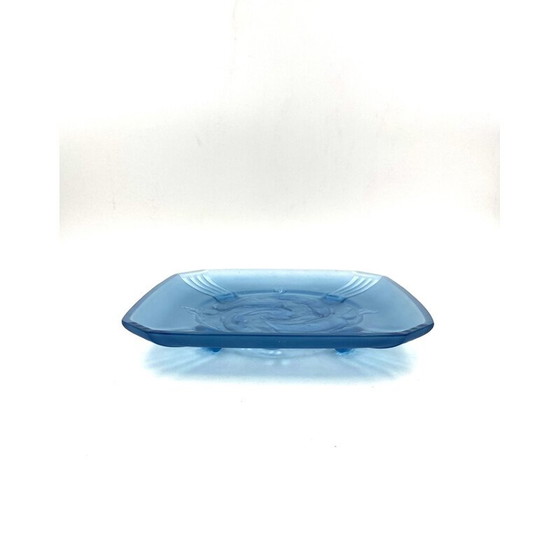 Image 1 of Oud dienblad van gegoten glas van Verreries Des Hanots, Frankrijk 1930