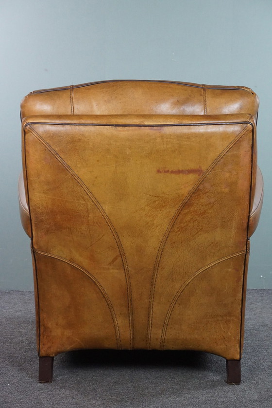 Image 1 of Moderne design fauteuil gemaakt van schapenleer