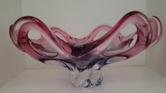 Image 1 of Roze en lavendelkleurige schaal van Murano glas, 1950S