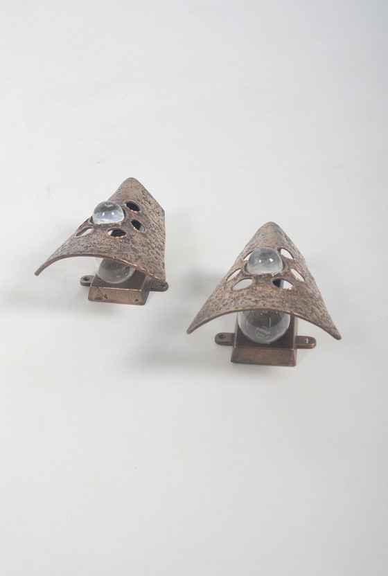 Image 1 of Set Brutalist Wandlampen In Brons, Jaren '60