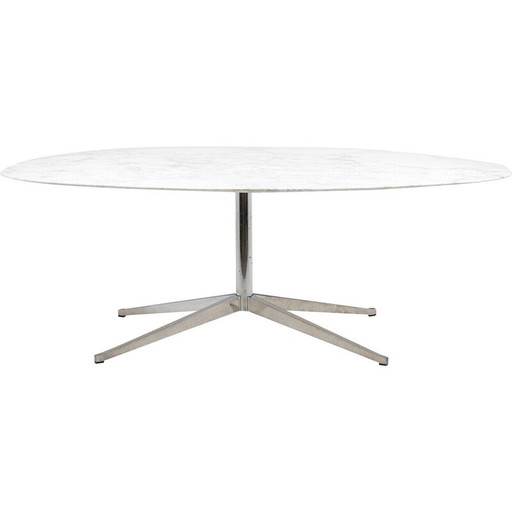 Vintage tafel in marmer en verchroomd metaal van Florence Knoll voor Knoll, 1970