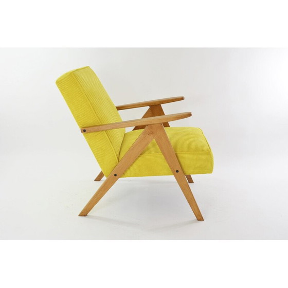 Image 1 of Vintage Kompas fauteuil in geel ribfluweel, 1970