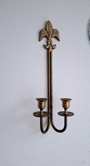Vintage Messing Dubbel Wandkandelaar Leliebloem Fleur De Lis