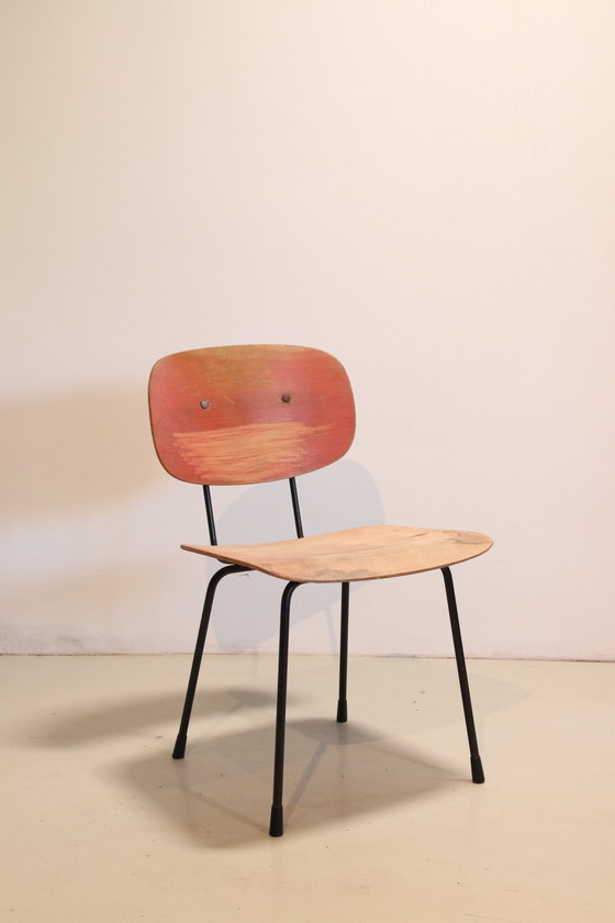 Image 1 of Set Van 10 Stapelbare Teak Plywood Design Stoelen