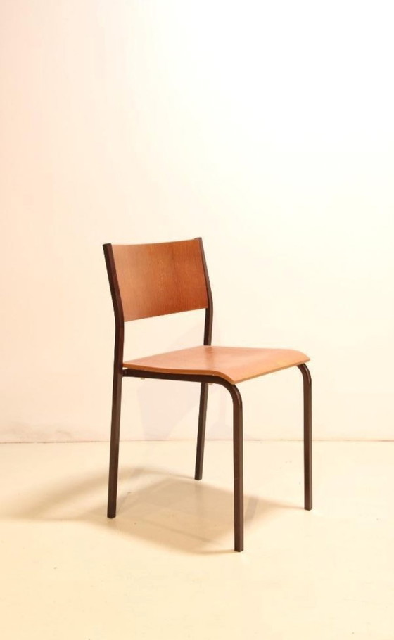 Image 1 of Set Van 10 Stapelbare Teak Plywood Design Stoelen