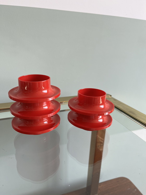 Image 1 of 5x design plastic kunststof rode eierdoppen