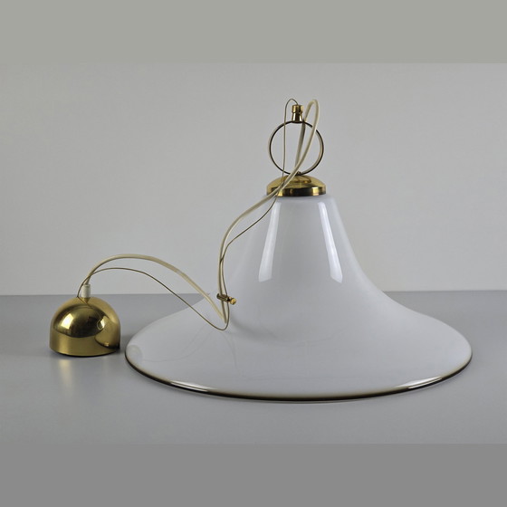 Image 1 of Vintage 1970S Sölken Leuchten Opaline Glazen Hanglamp.