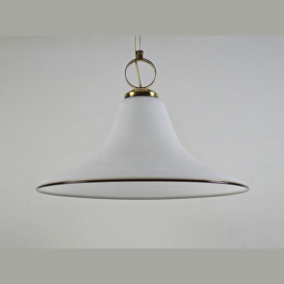 Image 1 of Vintage 1970S Sölken Leuchten Opaline Glazen Hanglamp.