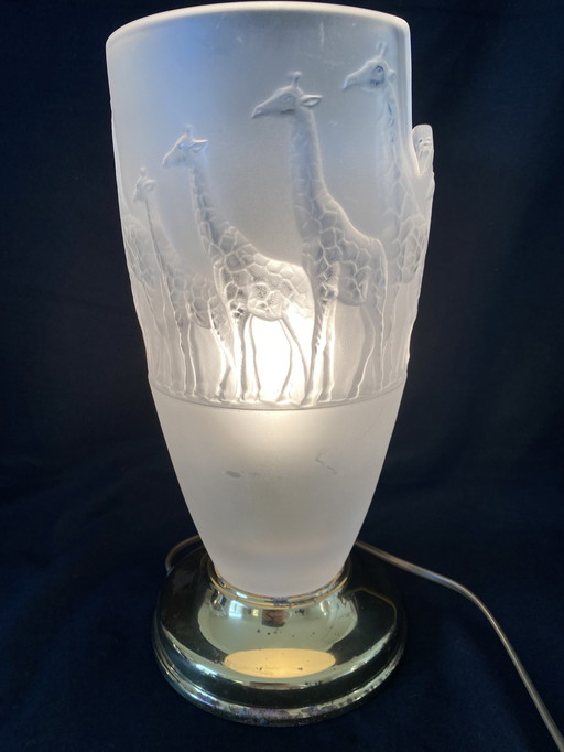 Mat Glazenlamp “Lalique Stijl” Met  Giraffen, Merk Nachtmann.