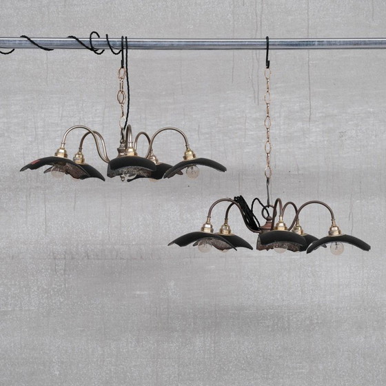 Image 1 of Vintage Engelse kwikglas spiegelende kroonluchters, jaren 1920