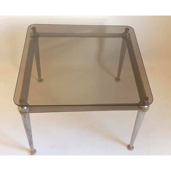 Image 1 of Vintage salontafel van staal en gehard glas, 1970