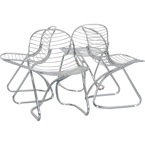 Set van 4 vintage Space Age eetkamerstoelen van Gastone Rinaldi voor Rima, Italië 1970