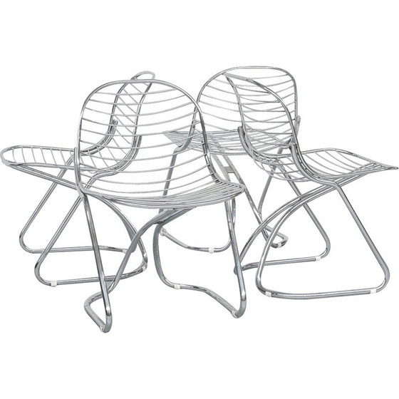 Image 1 of Set van 4 vintage Space Age eetkamerstoelen van Gastone Rinaldi voor Rima, Italië 1970