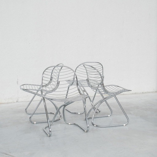 Set van 4 vintage Space Age eetkamerstoelen van Gastone Rinaldi voor Rima, Italië 1970