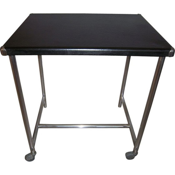 Image 1 of Vintage bijzettafel in staal met wielen