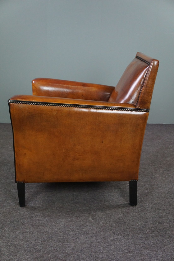 Image 1 of Art Deco fauteuil met zwarte biezen en siernagels