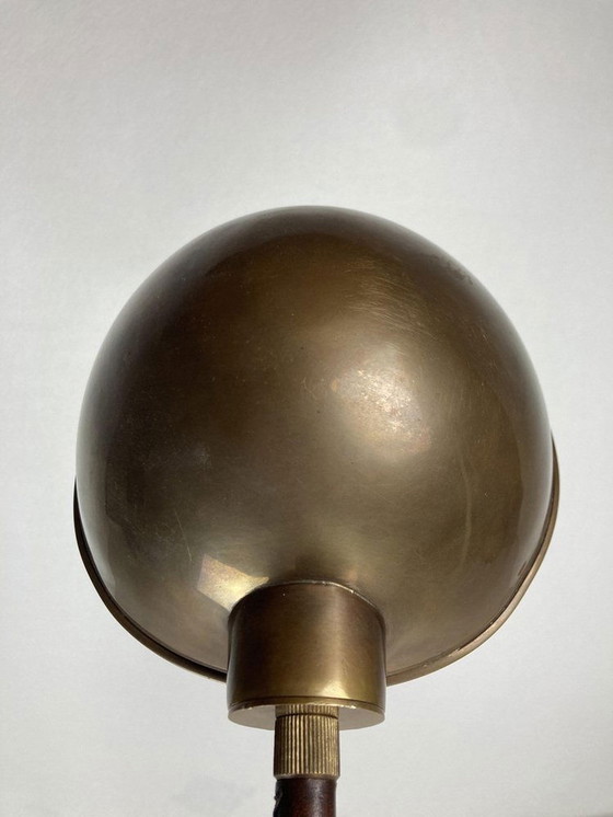 Image 1 of Met leer omwikkelde en gestikte vloerlamp van Jacques Adnet, 1970S