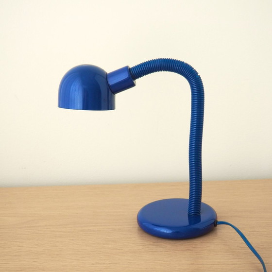 Image 1 of Happylight 1980S Koningsblauwe Zwanenhals Bureaulamp