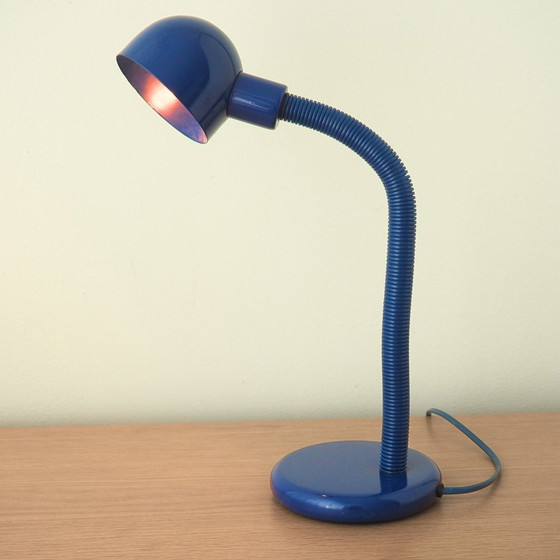 Image 1 of Happylight 1980S Koningsblauwe Zwanenhals Bureaulamp