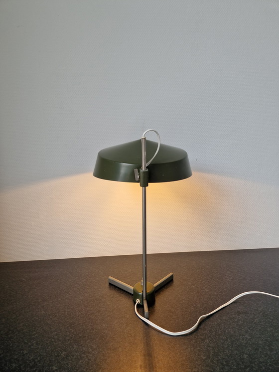 Image 1 of Vintage Tafellamp Bureaulamp Jaren 60 Olijfgroen Design