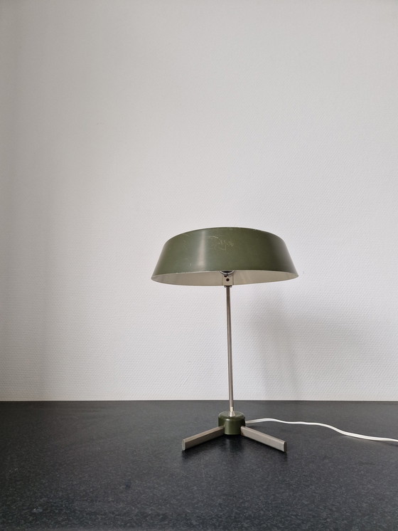 Image 1 of Vintage Tafellamp Bureaulamp Jaren 60 Olijfgroen Design