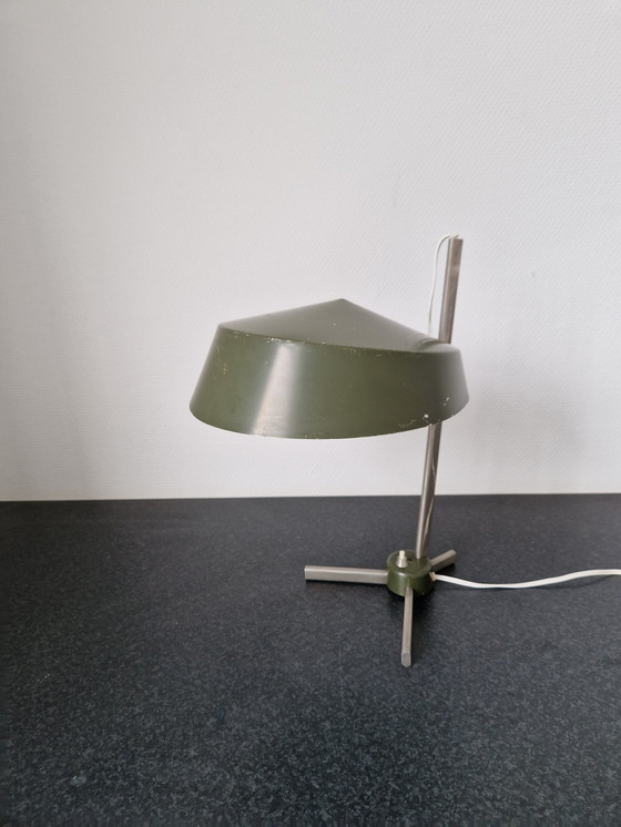 Image 1 of Vintage Tafellamp Bureaulamp Jaren 60 Olijfgroen Design