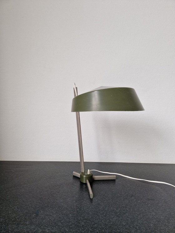 Image 1 of Vintage Tafellamp Bureaulamp Jaren 60 Olijfgroen Design