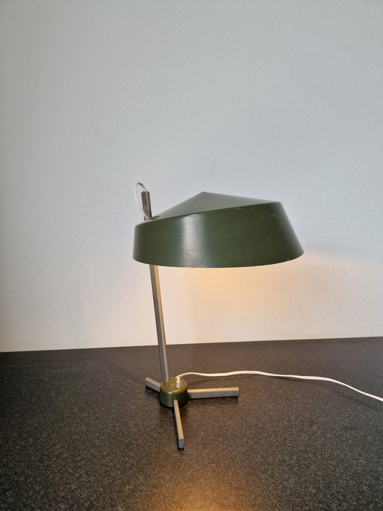 Image 1 of Vintage Tafellamp Bureaulamp Jaren 60 Olijfgroen Design