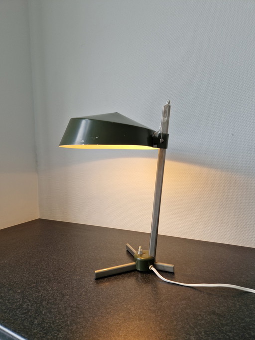 Vintage Tafellamp Bureaulamp Jaren 60 Olijfgroen Design