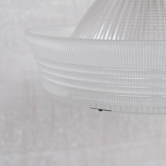 Image 1 of Vintage glas en messing Holophane hanglamp, Frankrijk 1930