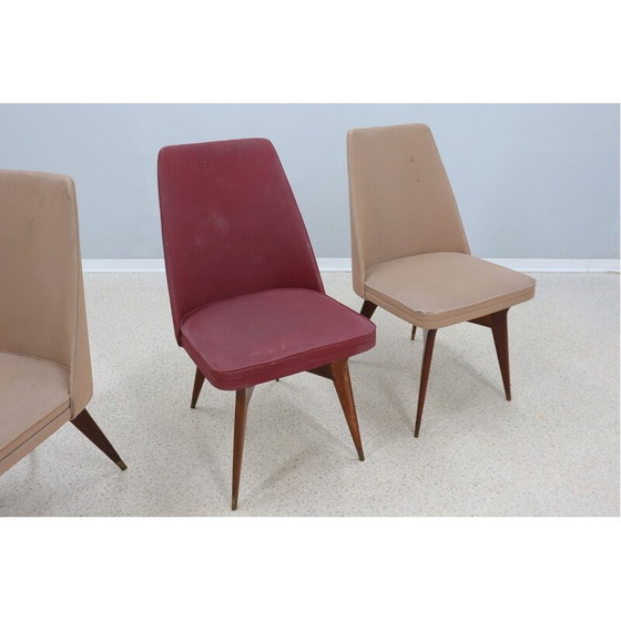 Image 1 of Set van 4 vintage stoelen van hout en messing door Melchiorre Bega, 1950