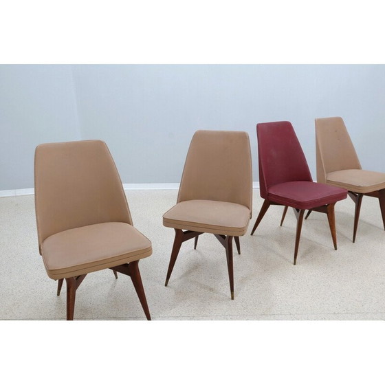 Image 1 of Set van 4 vintage stoelen van hout en messing door Melchiorre Bega, 1950