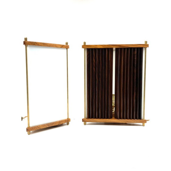 Image 1 of Paar vintage palissander en messing tafellampen van Leonardo Mosso, Italië 1970