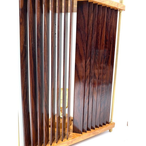 Image 1 of Paar vintage palissander en messing tafellampen van Leonardo Mosso, Italië 1970