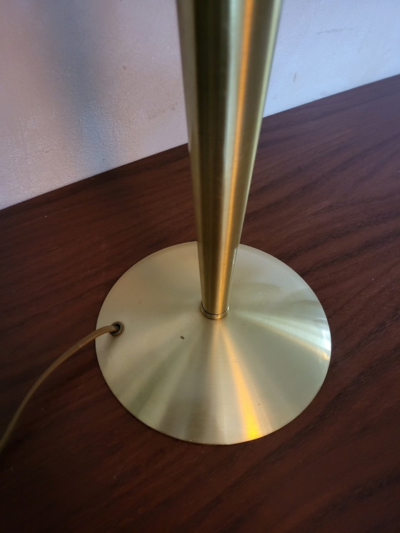 Image 1 of Vintage Mushroom Lamp Goud En Melkglas