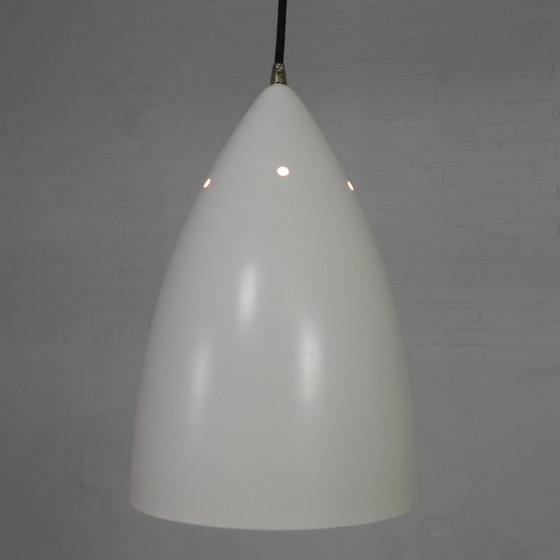 Image 1 of Vintage hanglamp , aluminium kap, voorzien van nieuwe draad