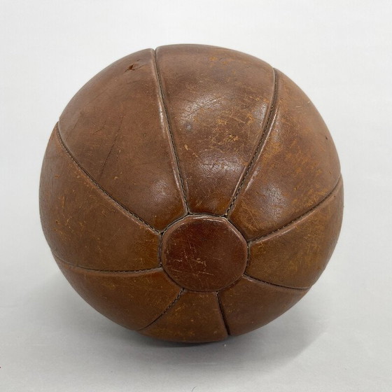 Image 1 of Vintage bruin leren medicijnfles, Tsjechoslowakije 1930