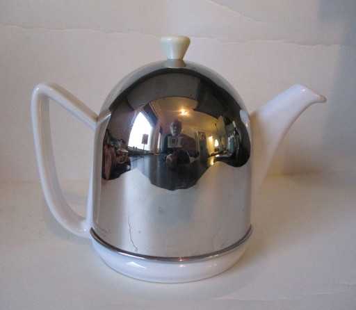 Theepot Cosy® Manto 1L, Keramiek Theepot Met Een Hoogglans Rvs Mantel.