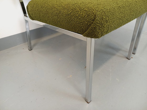 Image 1 of Suite van 2 Modernistische 60s Verchroomd Metaal en Bouclette Stoffen Fauteuils