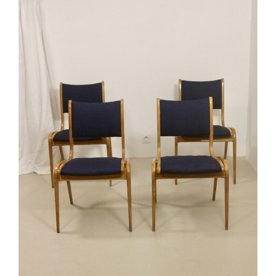 Image 1 of Set van 4 vintage beukenhouten stoelen, 1960