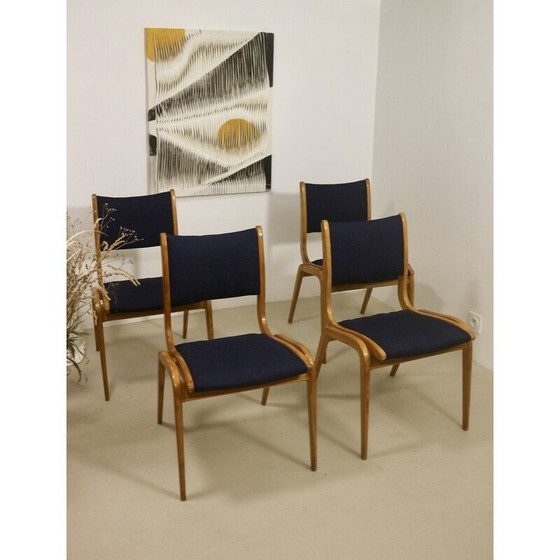 Image 1 of Set van 4 vintage beukenhouten stoelen, 1960