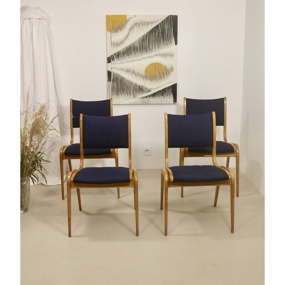 Image 1 of Set van 4 vintage beukenhouten stoelen, 1960