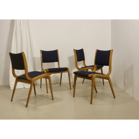 Image 1 of Set van 4 vintage beukenhouten stoelen, 1960